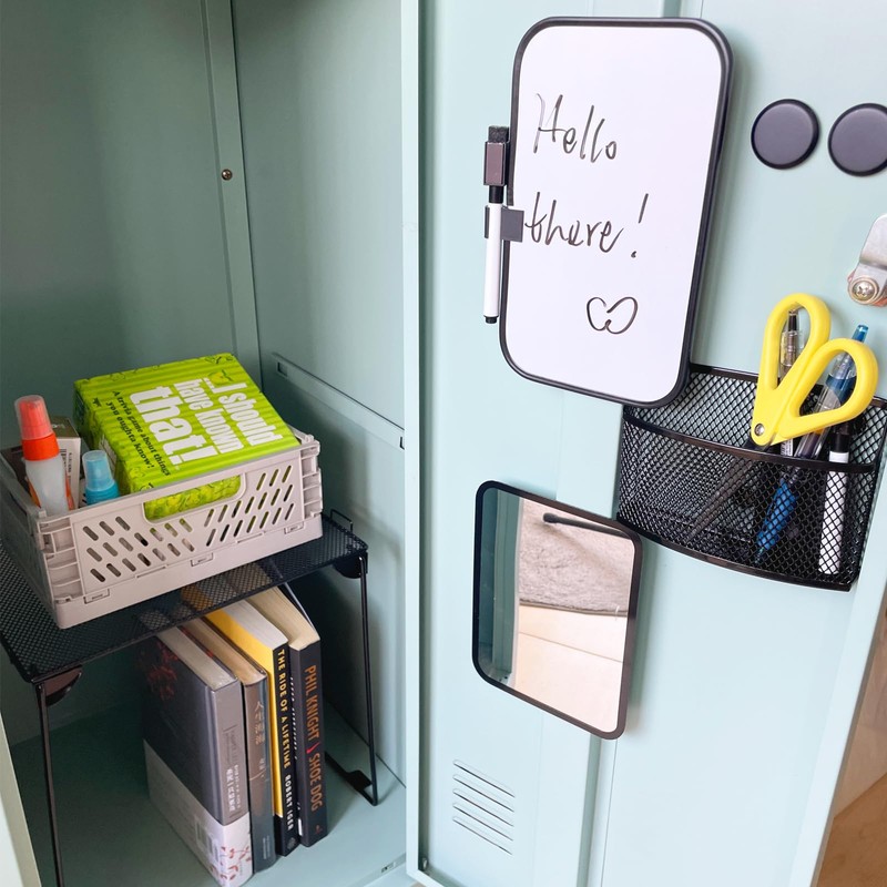 Svartur Black Locker Organizer Kit with Shelf, Shelf, Mirror, Pen