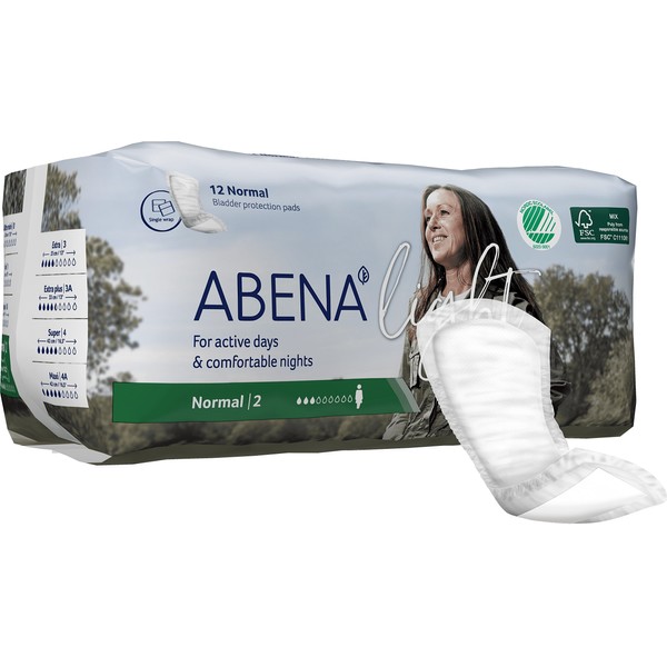 Abena Light Premium Incontinence Pad, Normal 2, 144 Count (12 Packs of 12)