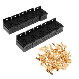 Orivin 10 Sets Car 30A-80A Relay Base Holder, 5 Pins Terminal Relay Connector Sockets with 50 Pcs 6.3mm Terminals