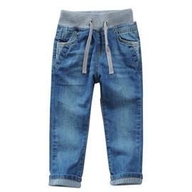 JiaYou Jeans elásticos para niños y niñas con Cintura Media Lavada, Longitud Completa Recta, A, 6 Años