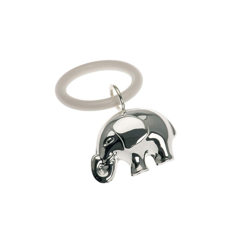 Baby Rattle Elephant on Teething Ring Silver-Plated