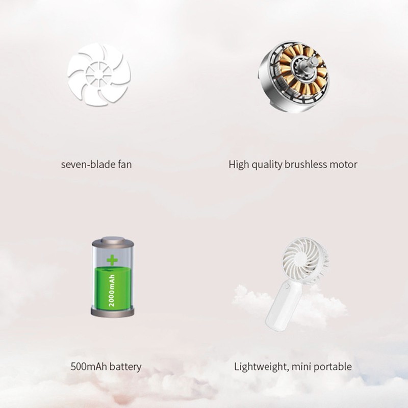 Handheld Fan 5V 3 Levels Wind Adjustment USB Charging Grille