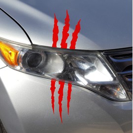 Az Auto Graphics Claw Decal Headlight Monster Scar Kit Marks Tear Scratch Car Truck Sticker (RED)