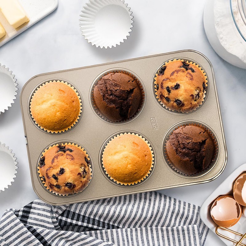 Glad Jumbo Muffin Pan Nonstick - Heavy Duty Metal Cupcake
