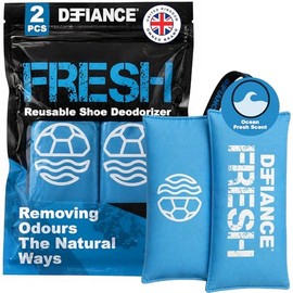 Defiance Fresh Boot & Shoe Deodoriser – As Seen on Dragons' Den - Ocean scent | Reusable Deodorising Pouches for Smelly Shoes | Shoe Odour Eliminator, Freshener & Foot Odour Absorber – 2 Pack