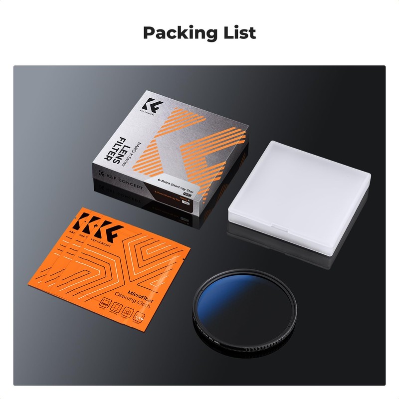 K&F CONCEPT 82mm Star Filter 6 Points Cross Short Ray