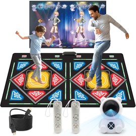 Tucraew Dance Mat, Electronic Dance Mat for TV with HD Camera, Wireless Double User Dance Mat with Game Controller, Non-Slip Dance Pad for Kids Adults, Christmas Birthday Gifts for Girls Boys