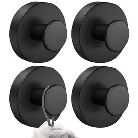 YAOZUP Suction Cup Hooks, 4 Pieces Suction Cup Hooks, Maximum Load 5 kg, Suction Towel Hook, Suction Hook, Extra Strong, No Drilling, Black Suction Hooks for Bathroom, Kitchen, Smooth Window, Wall,