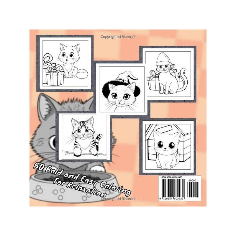  Bold And Easy Cute Cats Coloring Book: 50 Big