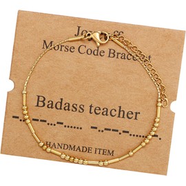 JoycuFF Teacher Appreciation Gifts Graduation for Her Women Morse Code Bracelets for Women Teacher Appreciation Funny Bracelets for Her