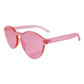 Komonee Frameless Sunglasses Round Frame Clear Pink Lens Tint Glasses Designer Mens Womens UV400 Protection Classic Shades