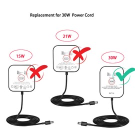 Cable de alimentación de 30 W de Repuesto para Show 15/Show 10 de 3ª generación/Show 8 de 2ª generación/K3V1N9 Adaptador de Cargador, Color Blanco