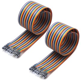 Fielect Dupont Jumper Wires Breadboard Jumper Wires Colorful Ribbon Cables 40pin 50cm Long Male to Male 2Pcs