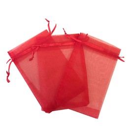 Kyezi Design and Craft: 200 Red 5x7 Sheer Drawstring Organza Bags - Jewelry Pouches, Wedding Party Favor & Gift Bags