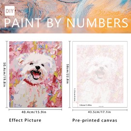 TMBEAR Paint by Numbers Kit for Adults 16x20 Inch (2 Pack) - Cute Puppy & Panda DIY Canvas Art, Complete Set with Brushes & Paints in Gift Box - Relaxing Stress Relief Craft for Beginners and Kids