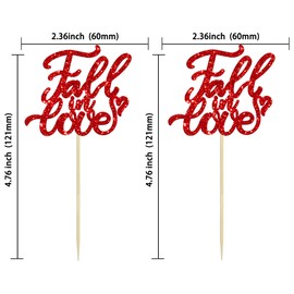 24 piezas de decoración para cupcakes de otoño en el amor, purpurina roja para despedidas de soltera, para bodas, compromisos, aniversarios, fiestas de cumpleaños, decoraciones para tartas