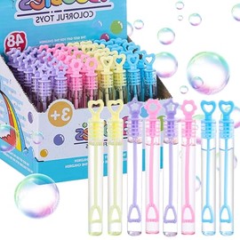 48 Piezas Mini Varitas de Burbujas,Surtido de Recuerdos de Fiesta de Burbujas,Juguetes para Hacer Burbujas para Niños, Juguetes Exterior de Verano, Favores de Fiesta para Niños