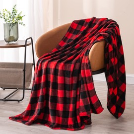 BEDELITE Fleece Throw Blanket for Couch Sofa Bed, Buffalo Plaid Decor Red and Black Checkered Blanket, Cozy Fuzzy Soft Lightweight Warm Blankets for All Seasons
