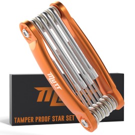 Mutt Tools Tamper Proof Star Wrench Set – Folding Security Torx Set with Hole in Middle – For Regular and Security Torx Key Screws, Tamper Resistant Star Key Wrench