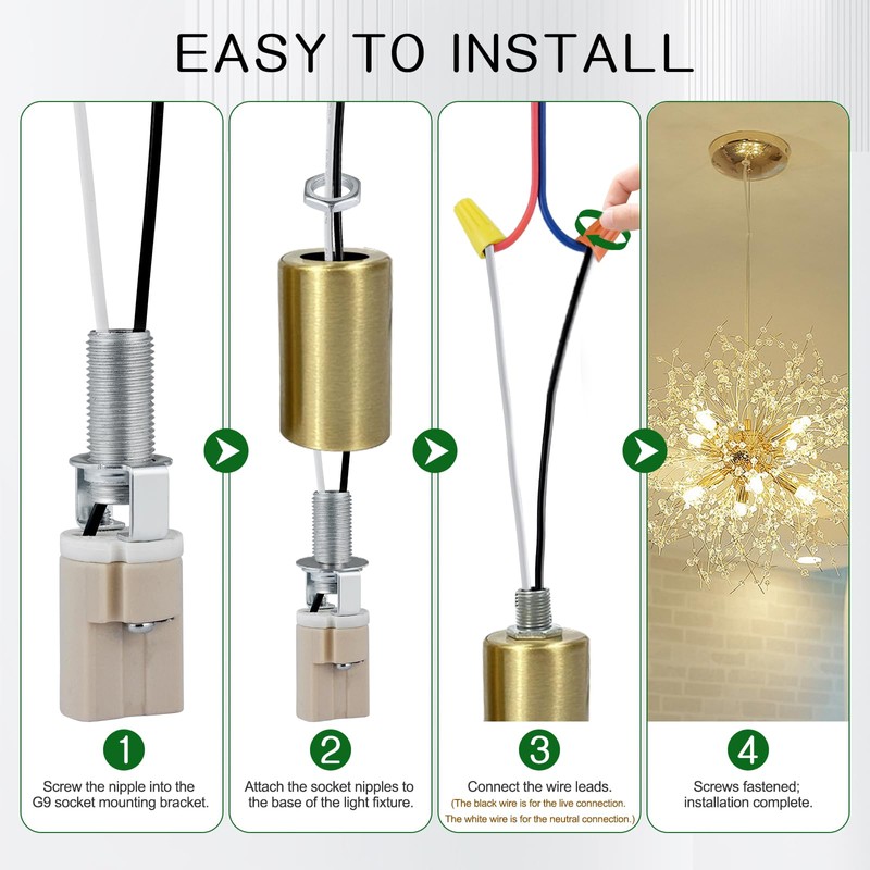 G9 Socket,Ceramic G9 Bulb Lamp Holder,G9 Bi-Pin Light Socket with