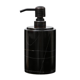 JIMEI Black Marble Soap Dispenser Hand or Dish for Bathroom & Kitchen - Decorative Natural Marble Stone Liquid Soap/Lotion Dispenser - Stainless Steel Soap Dispenser Easy-Glide Pump - Refillable