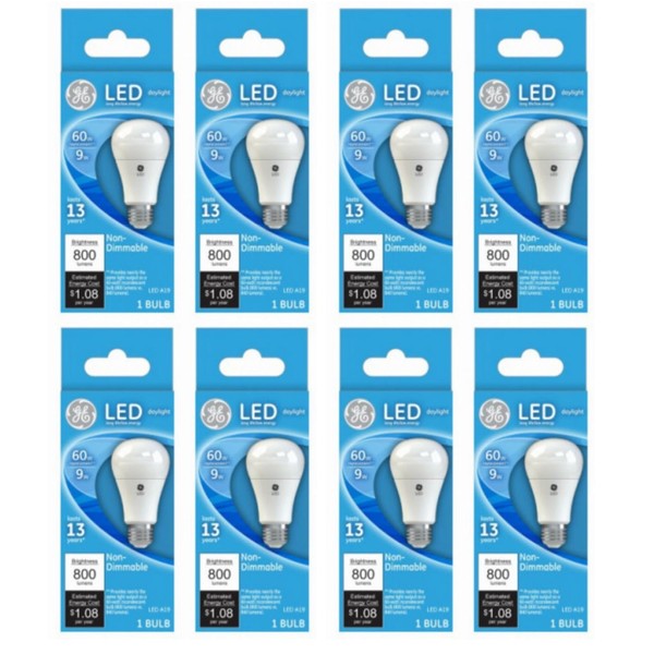 GE (case of 8) Lighting 61966 LED A19 Bulb, 9