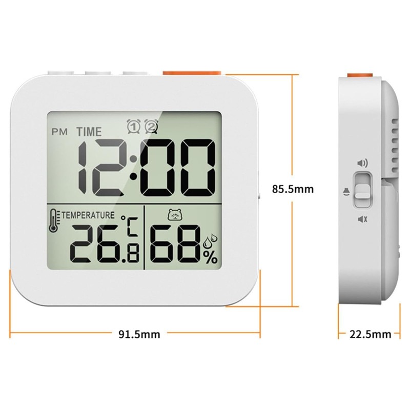 aninako Clock Digital Clock Splash-Resistant Waterproof Timer Thermometer Hygrometer Digital