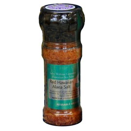 Salty Wahine Gourmet Hawaiian Sea Salts, Red Hawaiian Alaea Salt, 4 Oz Reusable Grinder