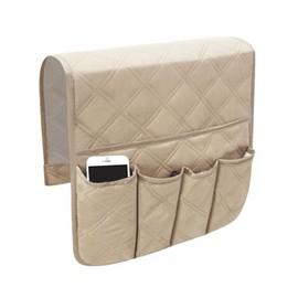 Arm Rest Organiser Hanging Sofa Caddy Storage Bag TV Remote Control Holder Armchairs Couch Organiser Phone Drink Glassse Foldable Pouch Chair Tidy Table Space Saver Pocket Set Living (Beige)