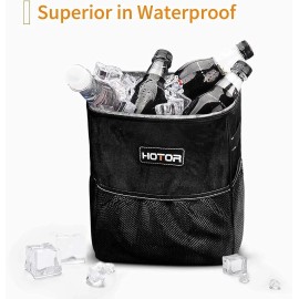CAN HOTOR Car Trash Can with Lid and Storage Pockets - 100% Leak-Proof Organizer
