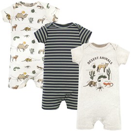 Hudson Baby Unisex Baby Cotton Rompers, Desert Animals, 6-9 Months