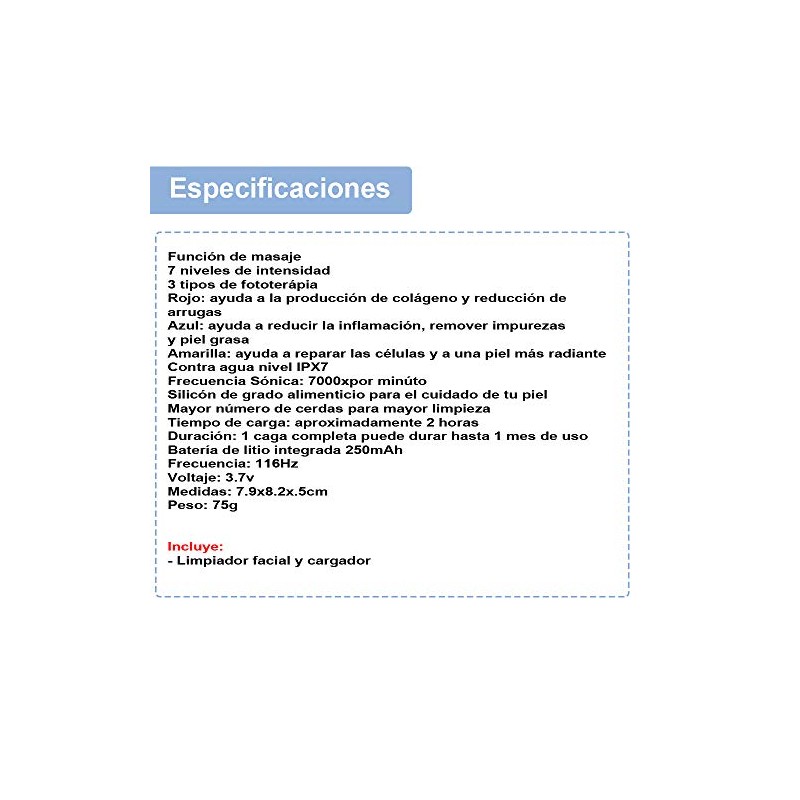 VAK SUPER LIMPIADOR FACIAL 14S CON TERAPIA LUZ PURIFICADOR RESTAURADOR
