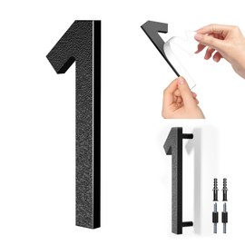 6 Inch Floating House Number,Self-adhesive House Address Numbers for Outside,Black Modern House Numbers for Outside,Garden Door Mailbox Decor Number Easy Installation with Self Adhesive or Screws (1)