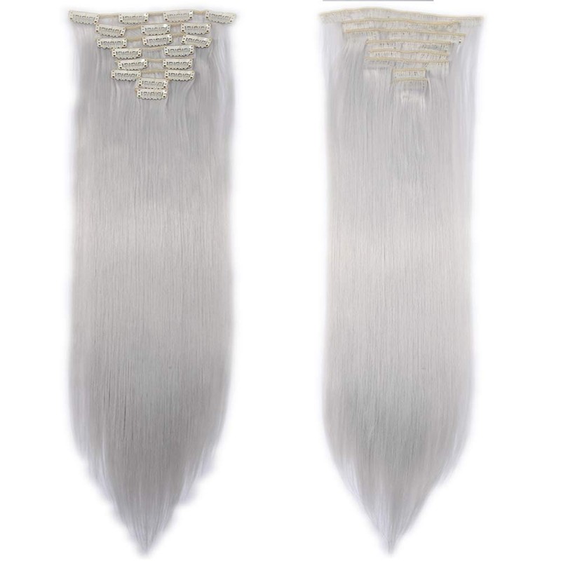 Clip-in hair extensions, 8 wefts like real hair, straight