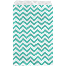 888 Display - 200 pcs of 8 1/2" x 11" Teal Green Chevron Paper Gift Bags Shopping Sales Flat Bags