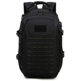 ORILOOSEN Heavy duty zipper tactical backpack Outdoor Tactical Backpack Nylon canvas backpack，hiking camping travel Backpack， 3-day backpack，water resistant (Black)