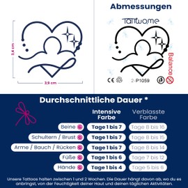 Tattwo.me - 2 weeks waterproof temporary plant tattoos - zodiac sign Libra in heart - EU compliant - Plant based ink - Tattoo base size: 5 x 5 cm (P1059)