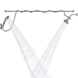 GBBNE Double Shower Head Dual for Couples High Pressure and Adjustable Tandem Shower Head System for 2 People Polish Chrome