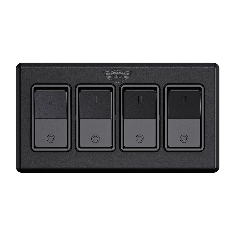 Leisure LED Modern Quadruple SPST On-Off Switch with Bezel, 12-Volt,