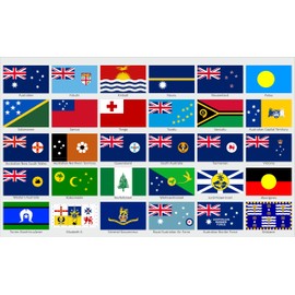 beihaasnatuerlich Australia & Oceania Country Flags Sticker Set - 30 Rectangular Flag Stickers on 1 Sheet, Waterproof & UV Resistant, 5 x 3 cm for Crafts, Model Making, Suitcase, Decoration
