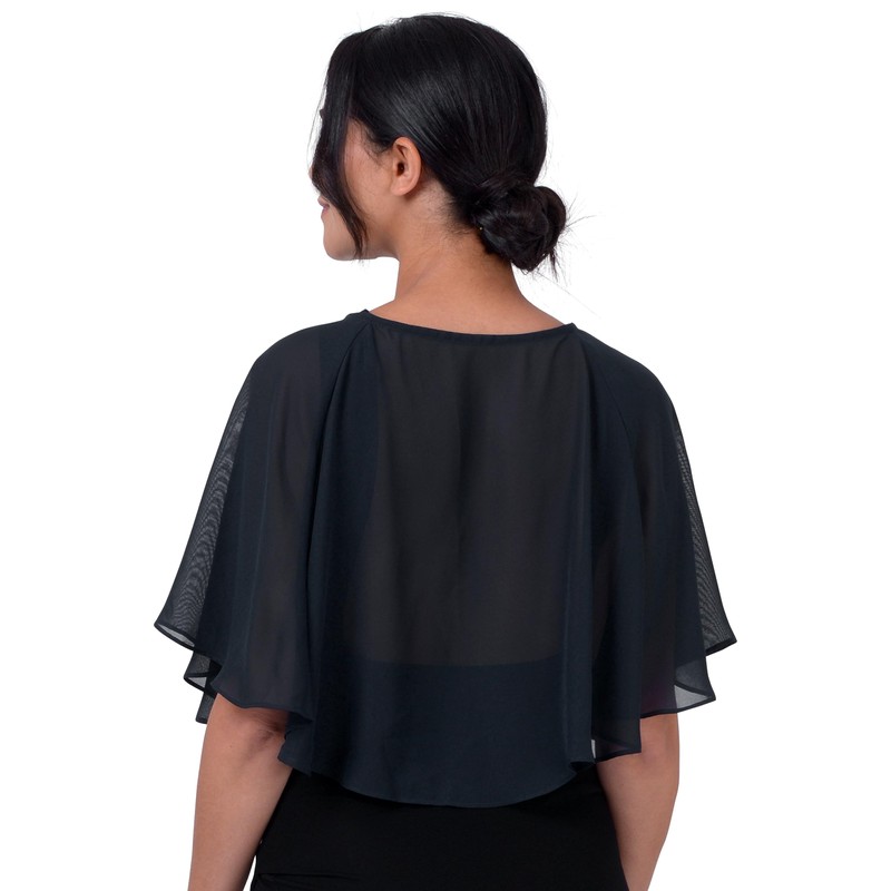BlackButterfly Soft Wedding Shoulder Scarf Evening Transparent Chiffon Throw Cape