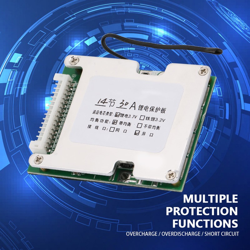 14S 30A Lithium Battery Protection BMS PCB Board with Balance