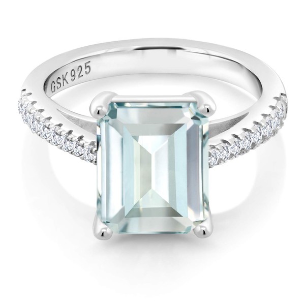 Gem Stone King 925 Sterling Silver Sky Blue Simulated Aquamarine