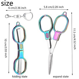 WADY 2pcs Mini Folding Scissors, Safe Portable Travel Scissors with Tiny Metal Key Ring Little, Retractable Badge Stainless Steel Cutting Tool for Can Hang on Your Key Chain for Craft, Sewing Supplies