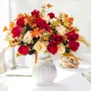 LESING Artificial Fake Flowers with Vase Silk Artificial Roses Wedding