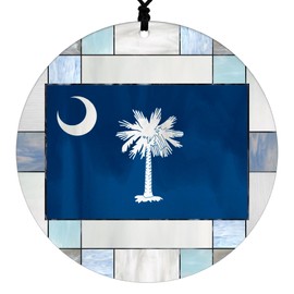 South Carolina Christmas Ornament - Faux Stained Glass Design Effect Featuring State Flag - 2024 Acrylic Tree Decoration - Holiday Gift and Home Decor