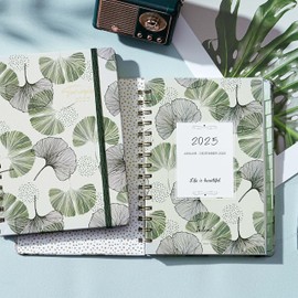 Calendar 2025 - Diary 2025, Weekly Planner 2025 from January 2025 - December 2025, A5 Diary with Pocket 21.4 cm × 14.6 cm, Ginkgo Biloba Sheets