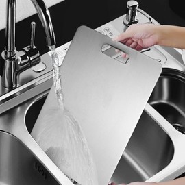 Titanium Cutting Boards - 100% Pure Titanium Cutting Boards for Kitchen - Cutting Edge Hygiene & Durability, Dishwasher Safe Ideal, Perfect for Various Cooking Tasks (14 x 10 in)