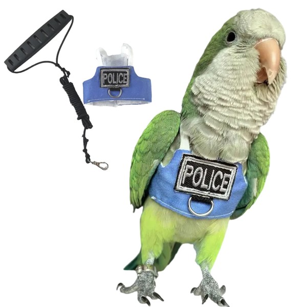 Bird Flight Harness Vest, Parrot Flight Suit with Leash, Bird Flying Clothes with Rope and Handle for Outdoor Activities (with Leash,Green Quaker)