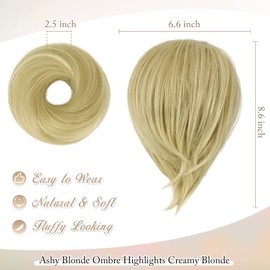 BARSDAR Hair Bun Ponytail Extension, Straight Synthetic Hairpiece Fully Short Ponytail Bun Extensions Hair Accessories Elastic Easy Scrunchie for Women